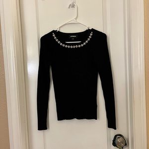 Ribbed crew neck black sweater